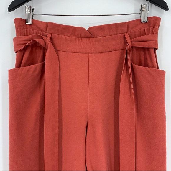 Zara trf Collection Tomato Red High Rise Paper Bag Waisted Ankle Pants, Large - Picture 8 of 15